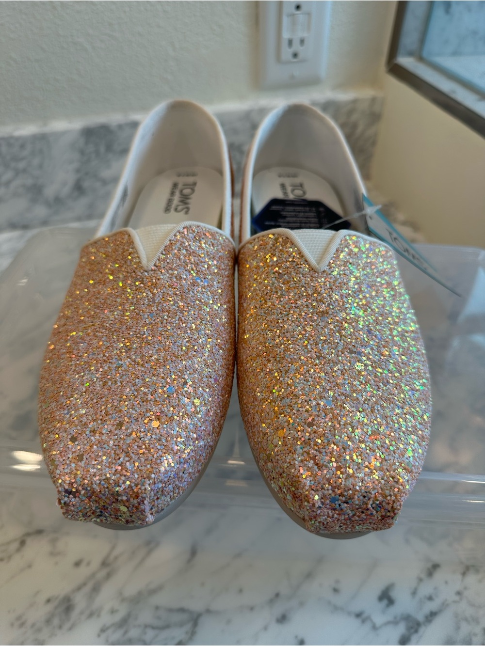 TOMS Women’s Alpargata Blanco Chunky Glitter